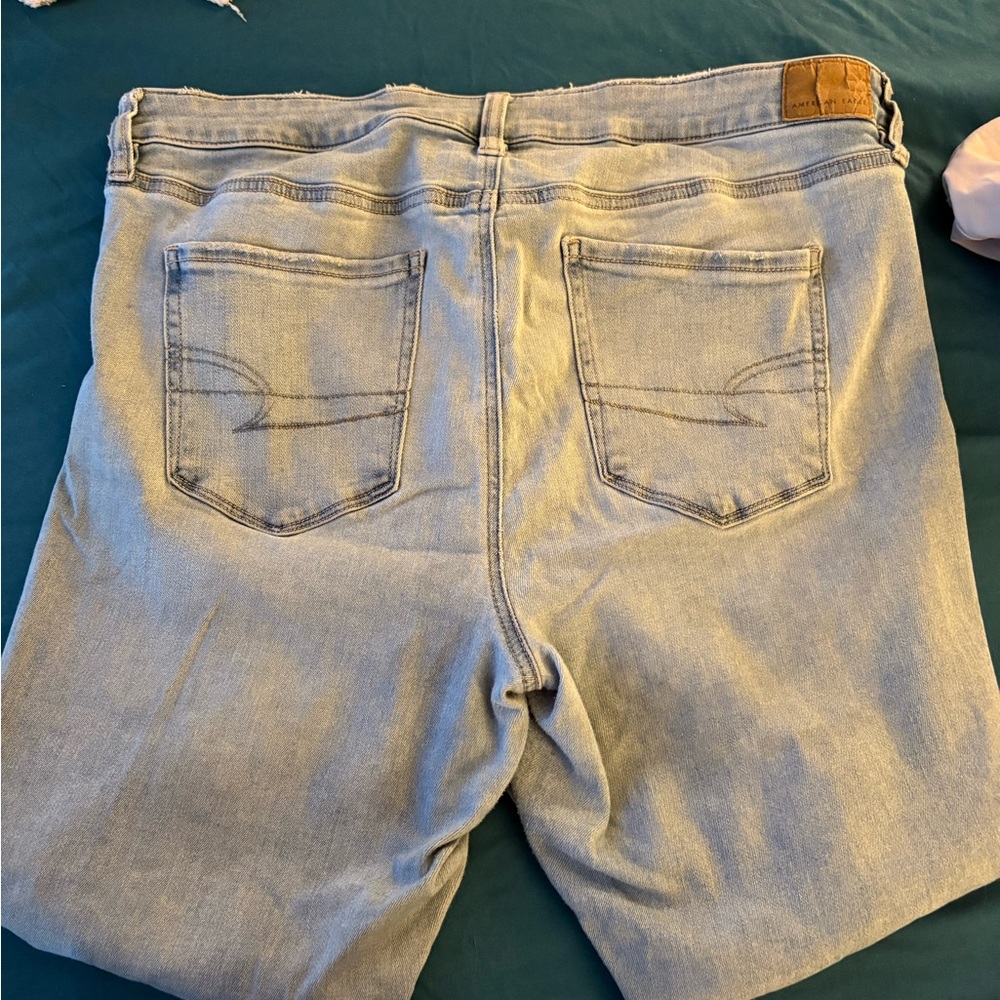 American Eagle Blue Skinny Jeans with Distressed Details - Picture 4 of 5